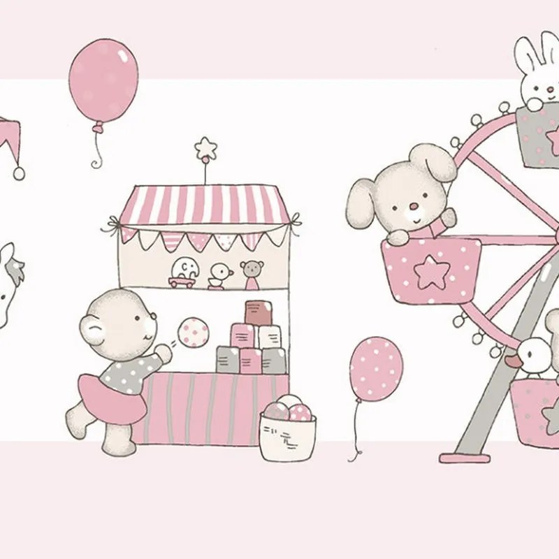 Papel Infantil LULLABY 240-2 Cenefa Carousel rosa