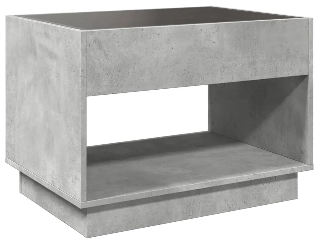 Mesa de centro luzes LED Infinity 70x50x50 cm cinzento cimento