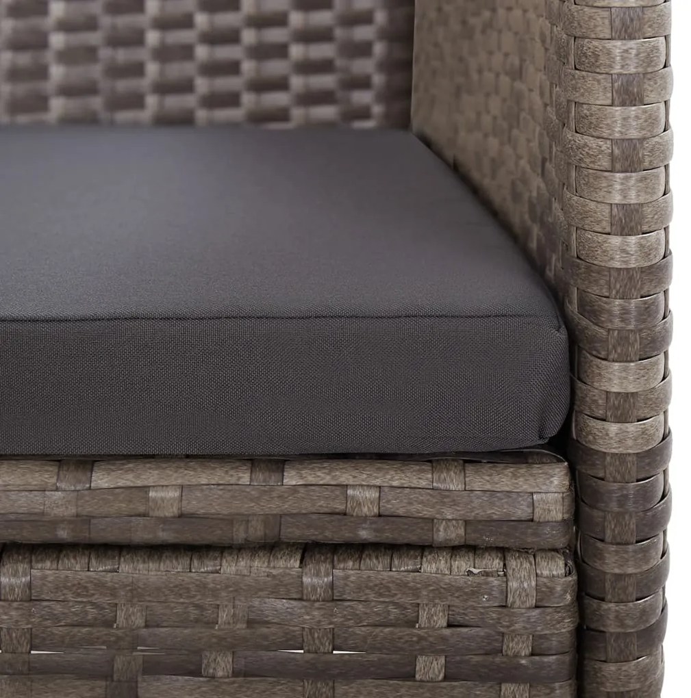 Cadeiras de exterior 2 pcs com almofadões vime PE cinzento
