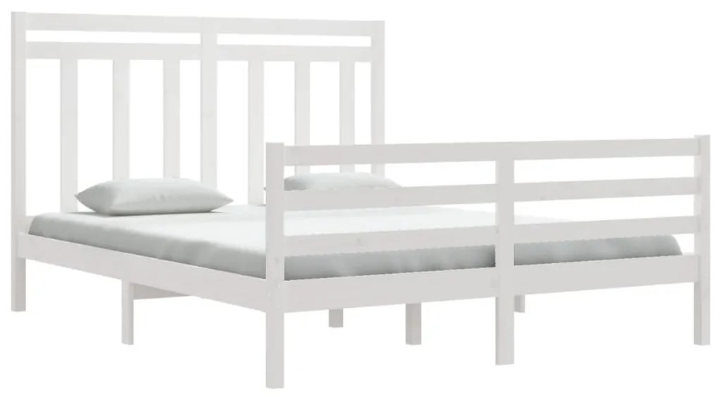 Estrutura de cama 160x200 cm madeira maciça branco