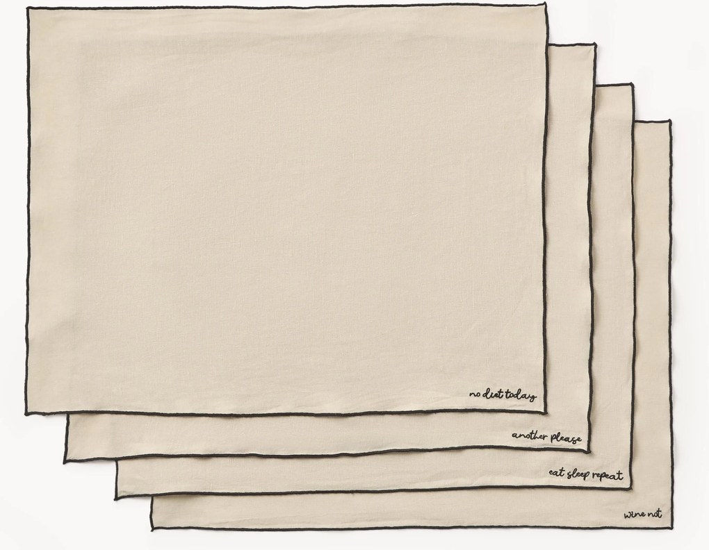 Individuais de linho com bordado Cosmo, conjunto de 4