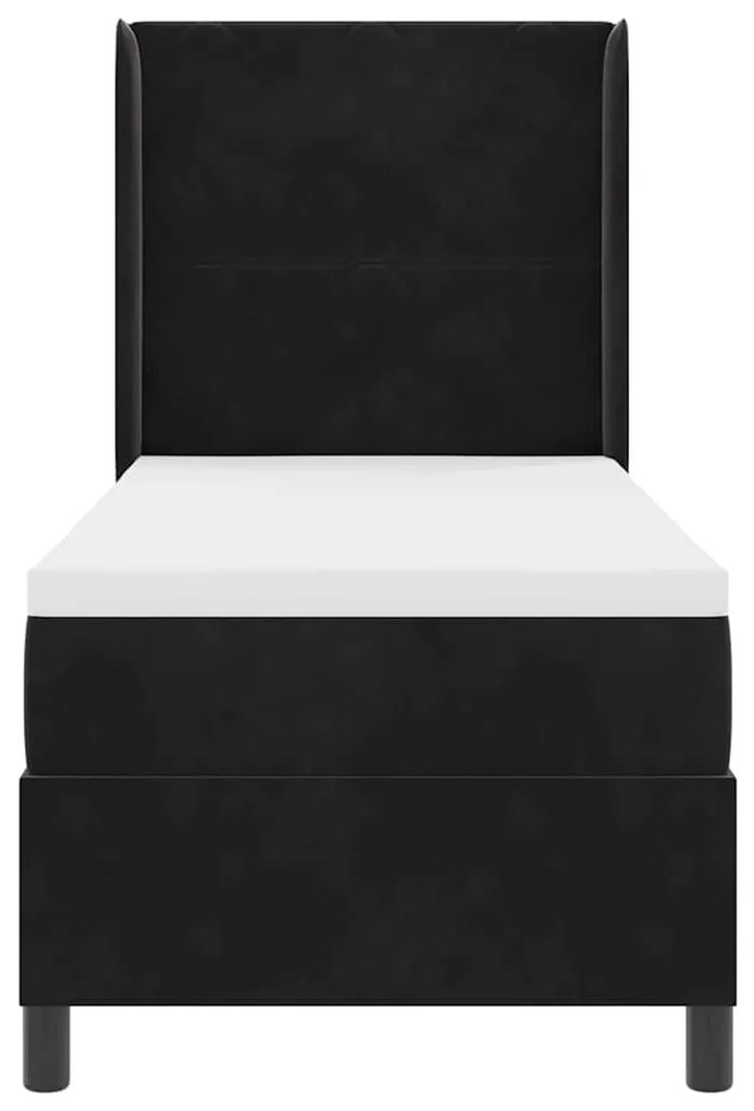 Cama Box Springs vidaXL com Colchão Preto 80x200 cm Veludo