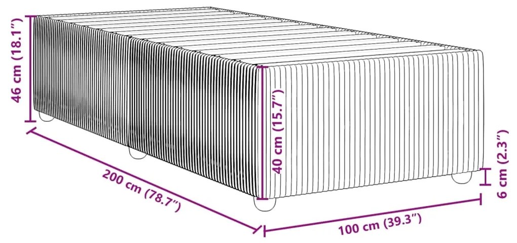 Estrutura de cama 100x200 cm veludo azul