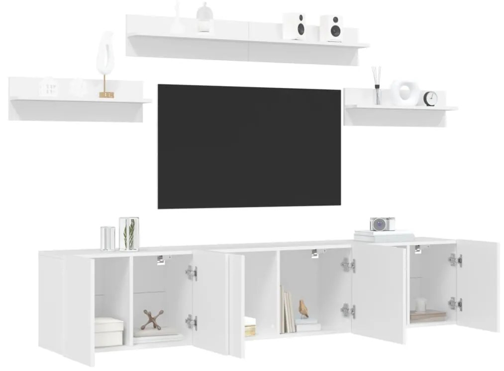 vidaXL 7 pcs móveis de parede p/ TV derivados de madeira branco