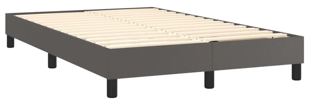 Cama box spring c/ colchão/LED 120x200cm couro artificial cinza