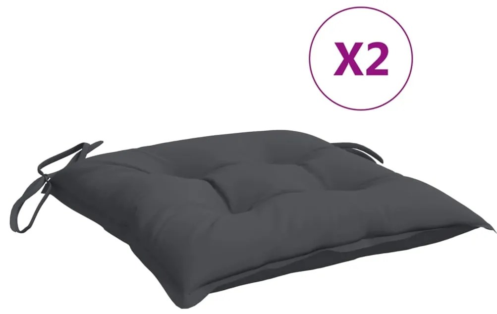 Cadeiras de jardim c/ almofadões antracite 2 pcs teca maciça