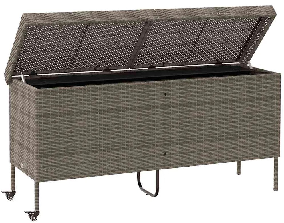 Caixa de arrumação com rodas 160x55x75 cm vime PE cinzento