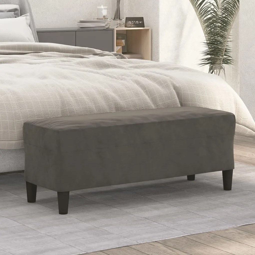 349422 vidaXL Banco 100x35x41 cm veludo cinza-escuro
