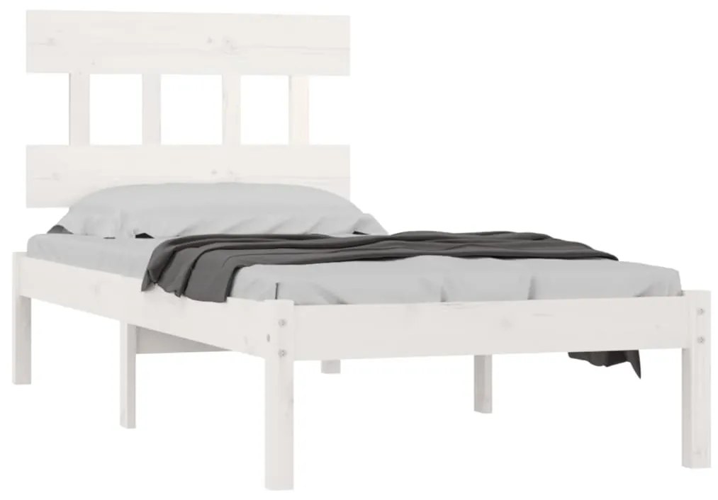 Estrutura de cama solteiro 90x190 cm madeira maciça branco