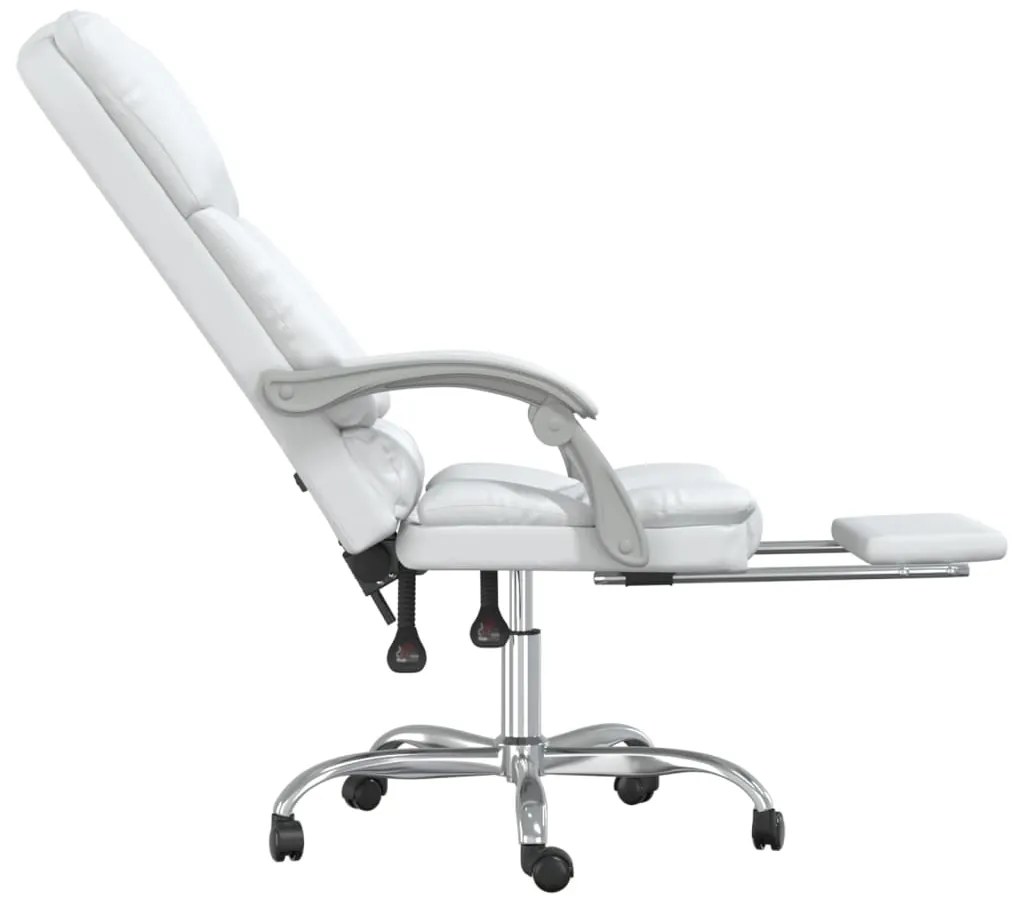 Cadeira escritório massagens reclinável couro artificial branco