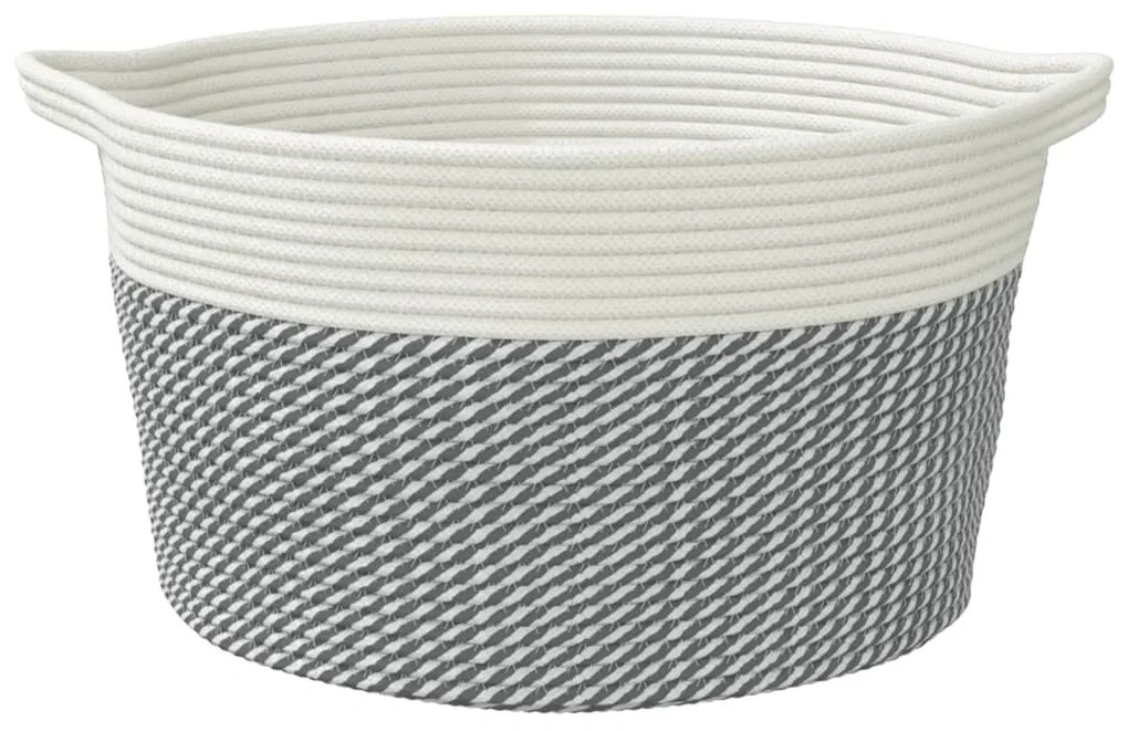Cesto de arrumação Ø45x25 cm algodão cinzento e branco