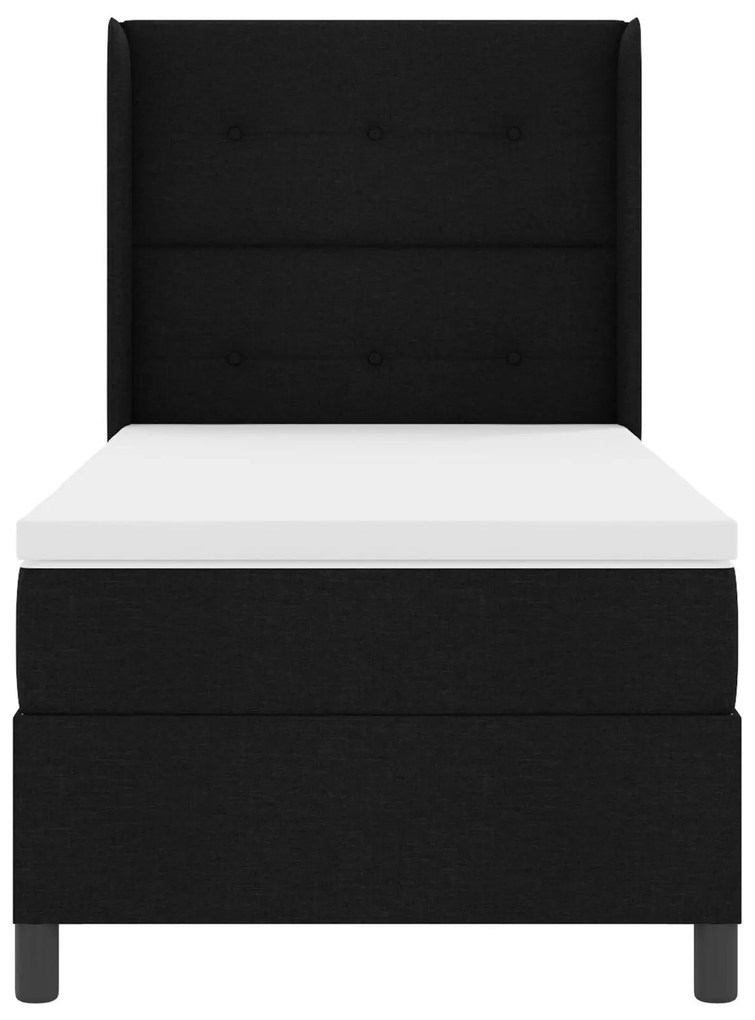 Cama Box Spring com Colchão e LED Preto 90x200 cm Tecido