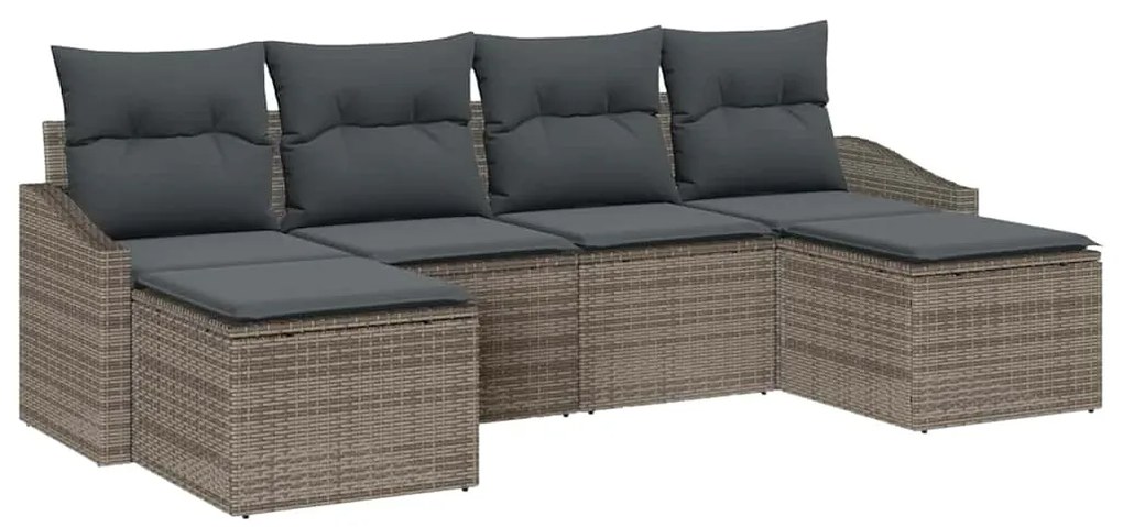 Conjunto de sofá de jardim com 6 peças e almofadas cinzas