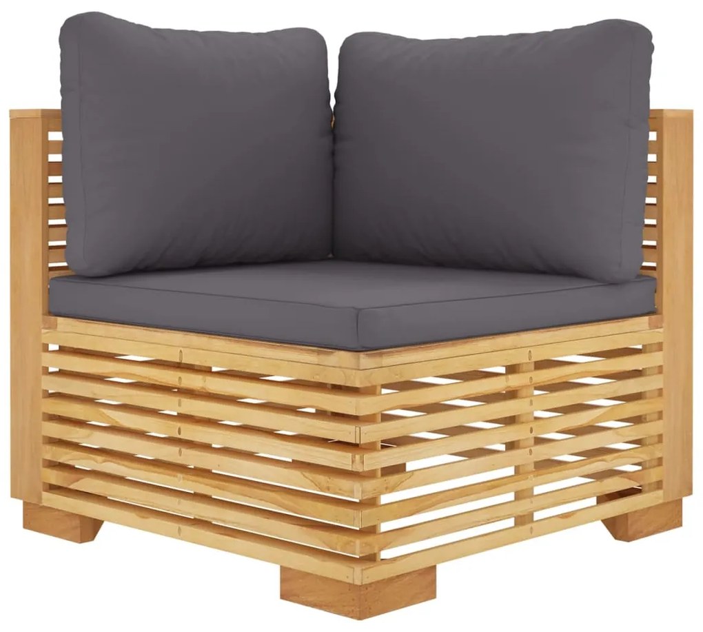 3 pcs conjunto lounge jardim c/ almofadões madeira teca maciça