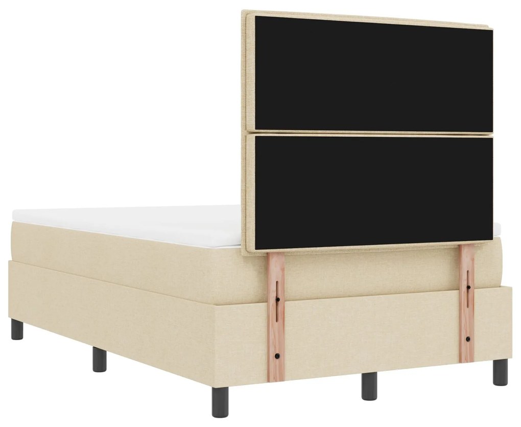 Cama Box Spring com Colchão & Banqueta Creme 120x200 cm Tecido