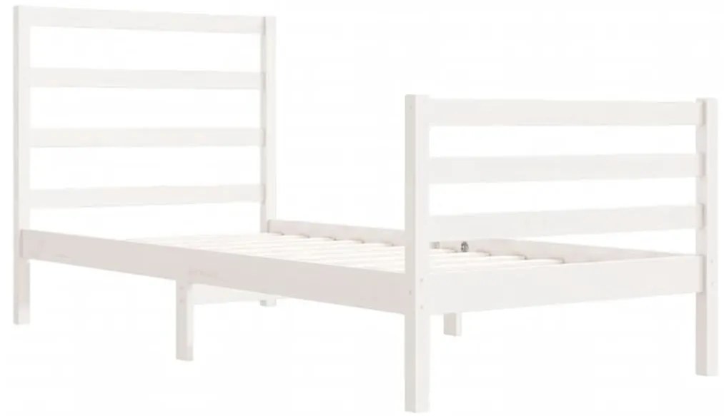 Cama sem colchão 75x190 cm madeira de pinho maciça branco