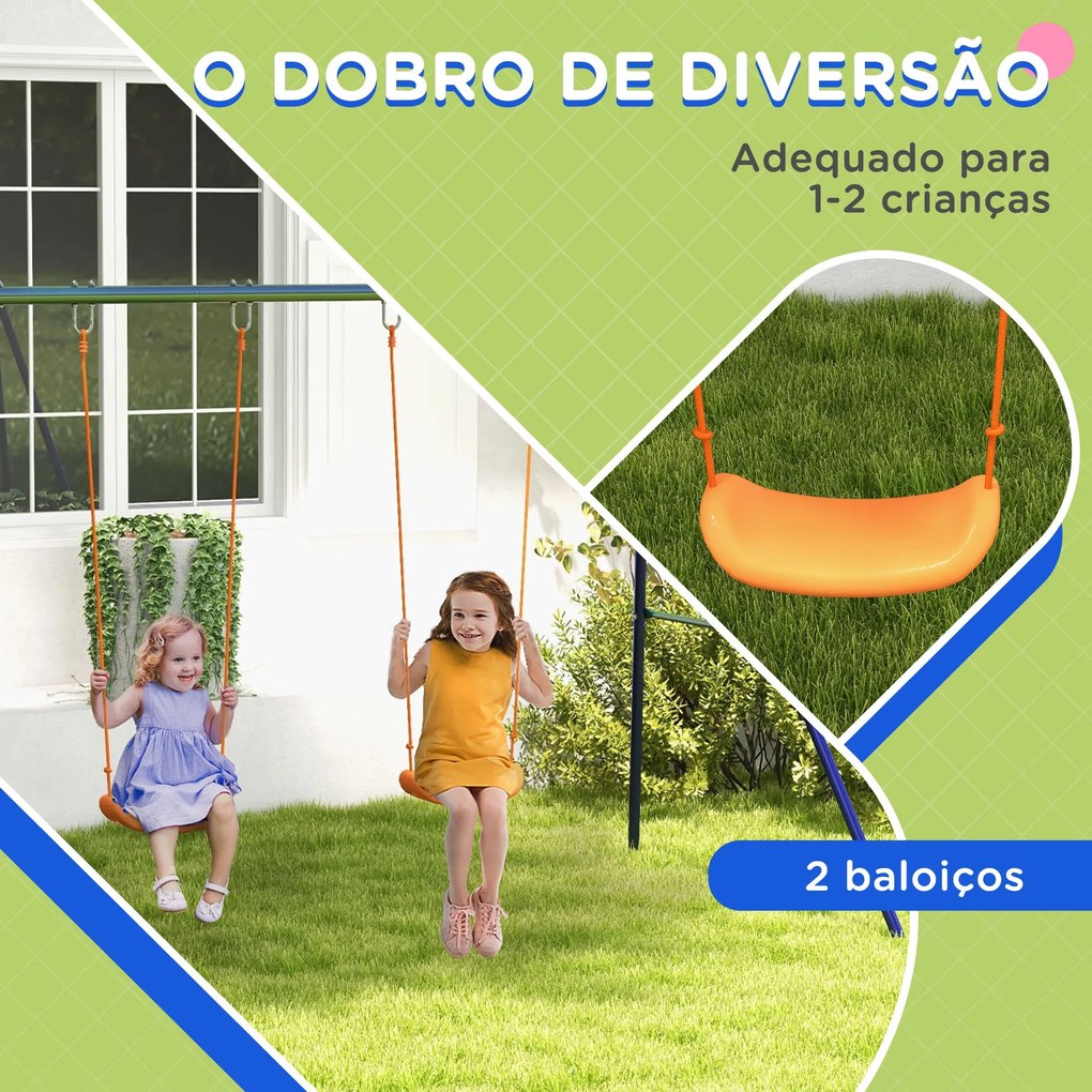 Conjunto de Baloiço Infantil Baloiço para Crianças de 3-8 Anos com 2 A