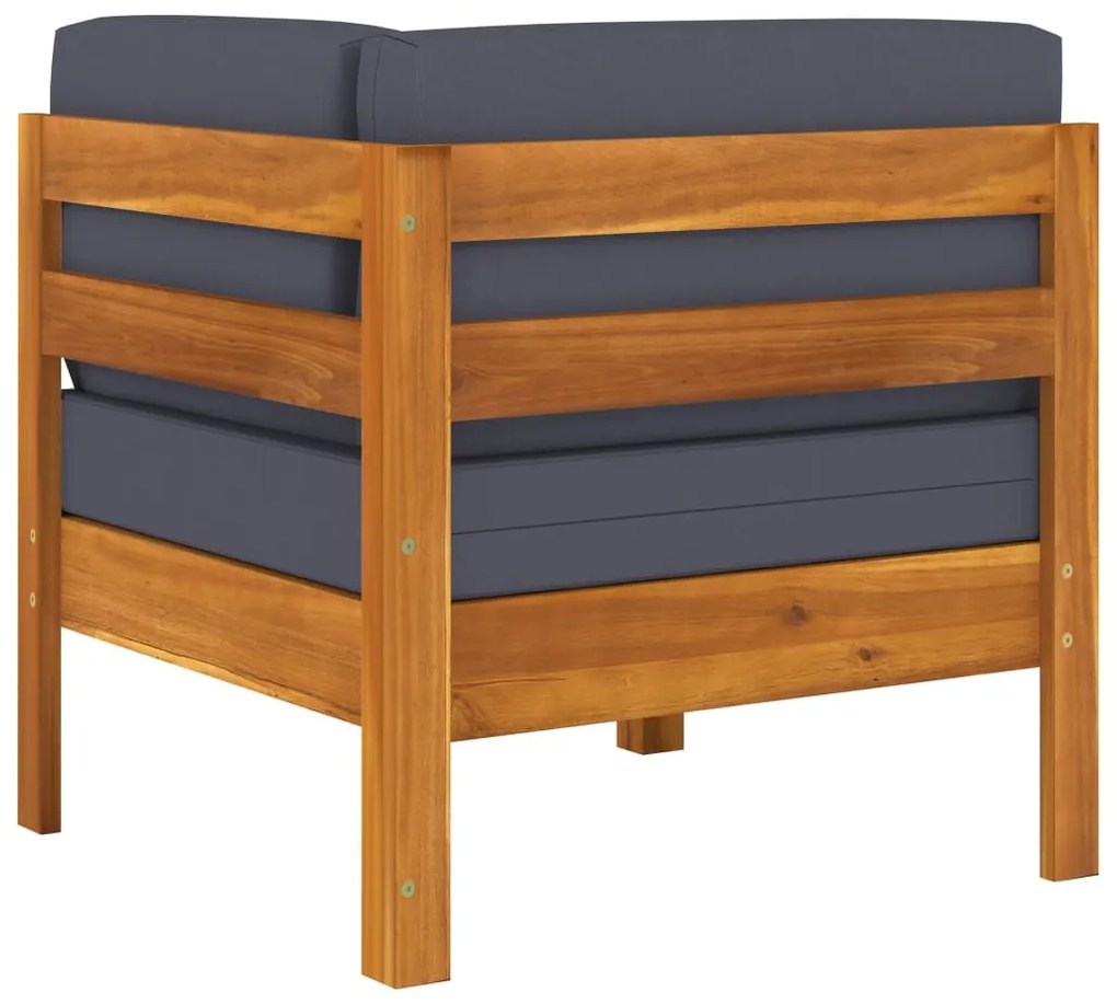 2 pcs conj. lounge de jardim c/ almofadões cinza-escuro acácia