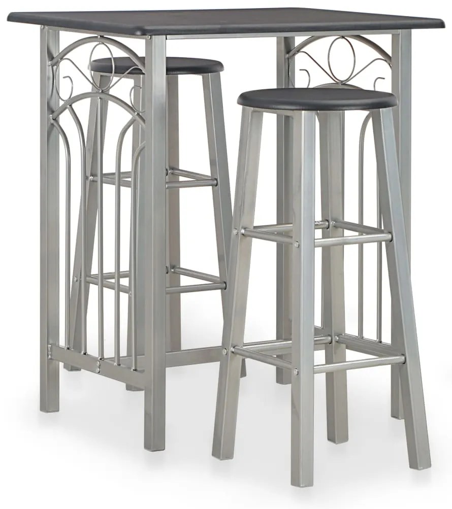 3 pcs conjunto de bar em madeira e aço preto