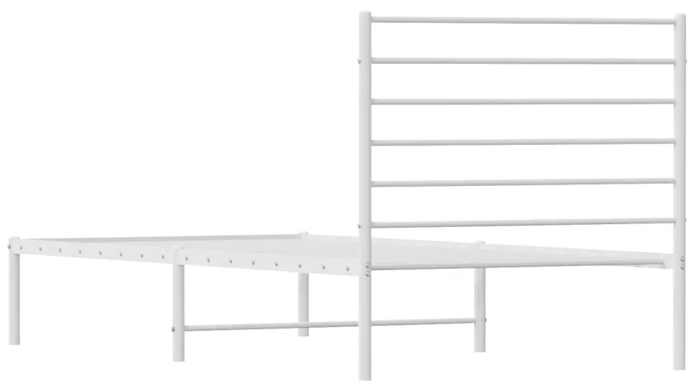 Estrutura de cama com cabeceira 75x190 cm metal branco