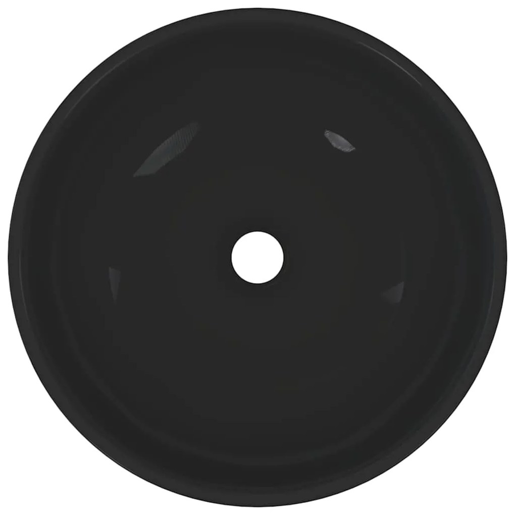 Lavatório Preto Brilhante Ø28x10 cm Cerâmica