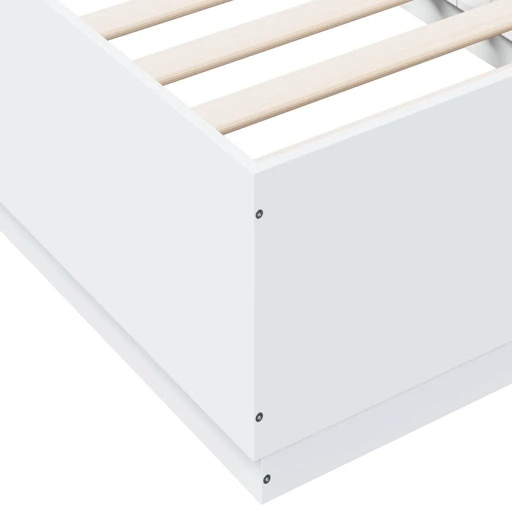 Estrutura cama c/ luzes LED 90x190 cm derivados madeira branco