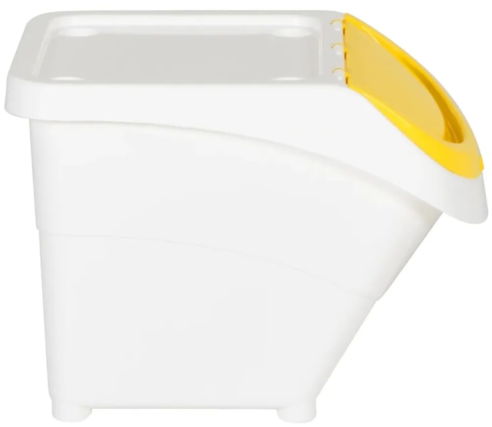 Caixotes do lixo com tampa empilháveis 3 pcs 78 L PP branco