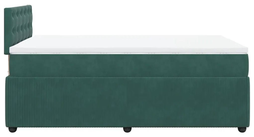 Cama boxspring com colchão 120x190 cm veludo verde-escuro