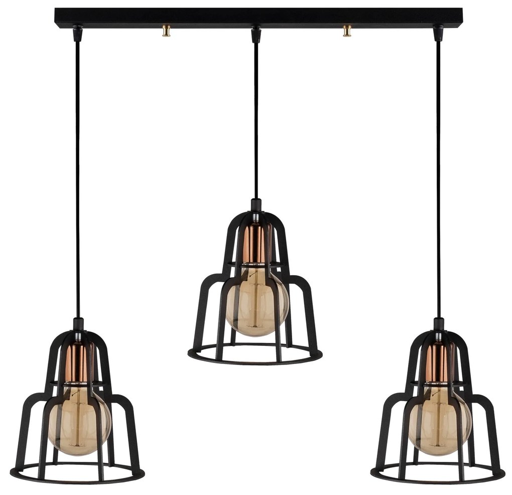 Candeeiro Suspenso Endustri – Preto – 100 x 20 cm
