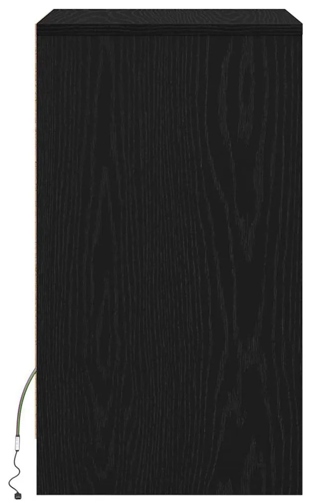 Criado-mudo LED Carvalho preto 38 x 34 x 61 cm Aglomerado