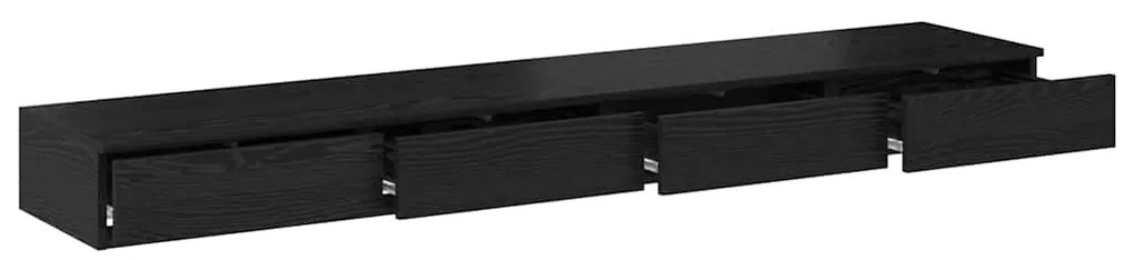 Gavetas de Cama vidaXL Pretas 180x36,5x16,5 cm em Madeira de Engenhari