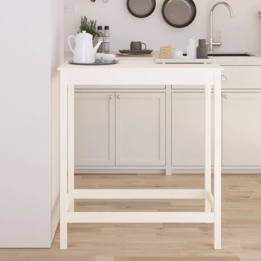vidaXL Mesa de bar 100x50x110 cm madeira de pinho maciça branco
