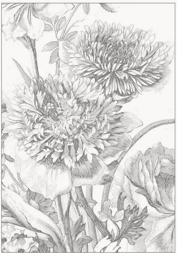 Papel de parede não tecido Engraved Flowers