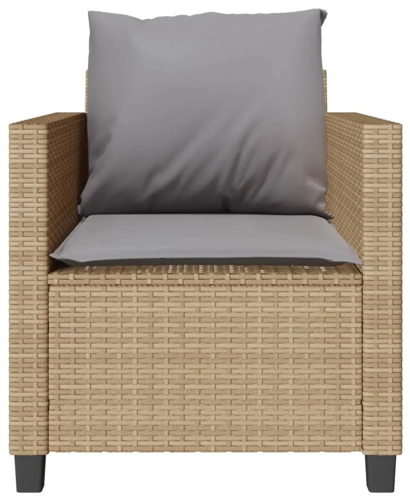 3 pcs conjunto bistrô com almofadões vime PE bege