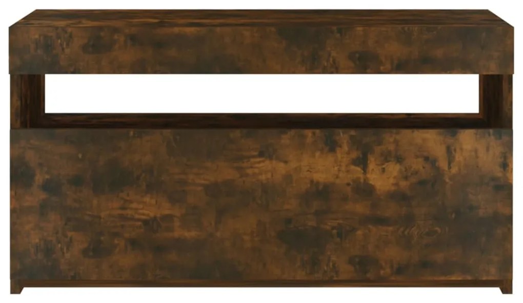 Móvel de TV com luzes LED 75x35x40 cm carvalho fumado