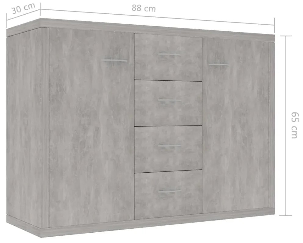Aparador 88x30x65 cm contraplacado cinzento cimento