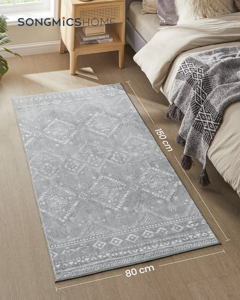 Tapete boho elegante 150x80 cm para uma decoração acolhedora da sala de estar Cinzento
