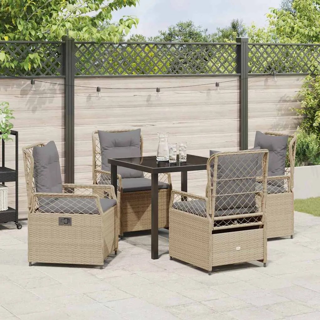 Conjunto de Jantar pra Jardim 5 Peças Bege em Rattan Sintético