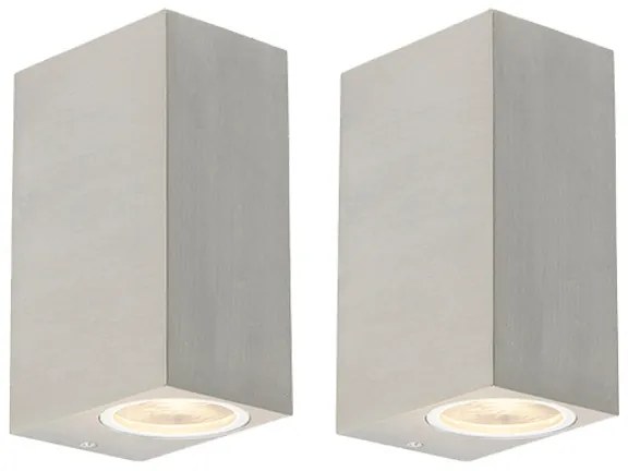 Conjunto de 2 Apliques de Parede Modernos Alumínio 2 Luzes IP44 - Baleno Design