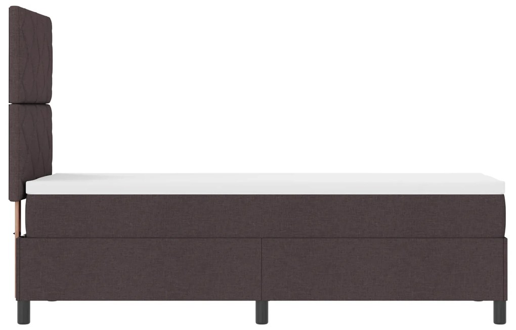 Cama Box Spring com Colchão Castanho Escuro 80x200 cm Tecido