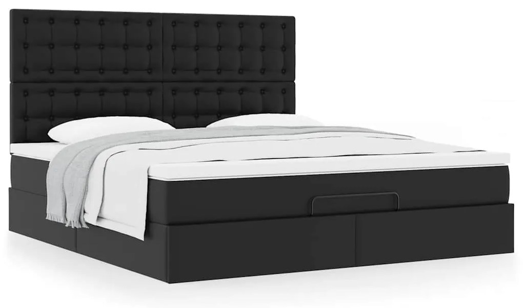 Estrutura de cama otomana com colchão 160x200 cm preta