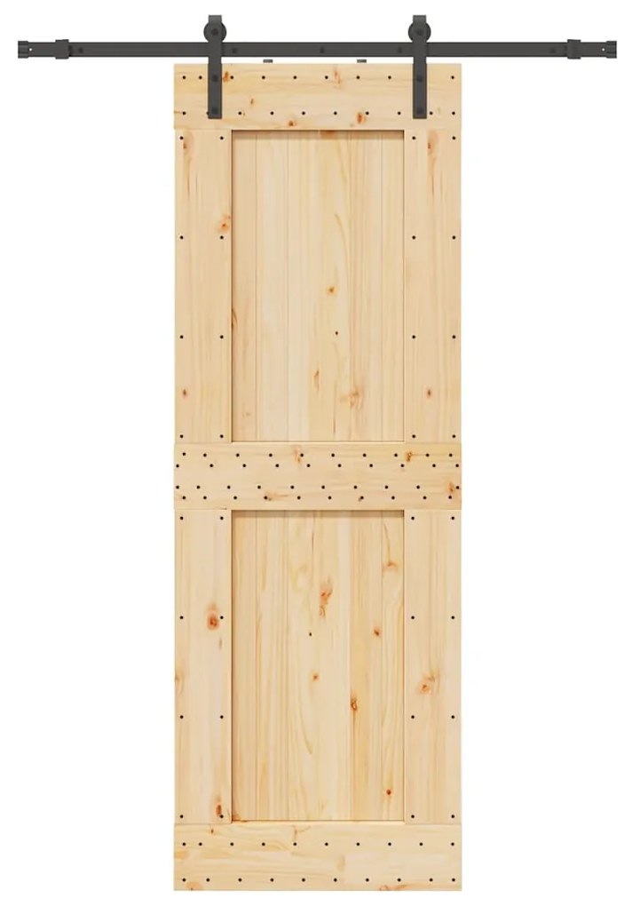 Porta de correr com ferragens 85x210 cm madeira de pinho maciça