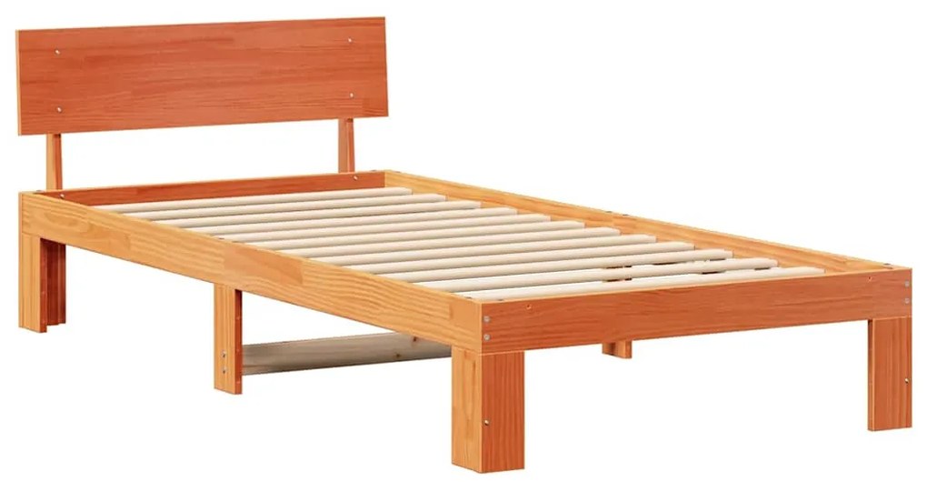 Estrado de Cama com Cabeceira Castanho 75x190 cm Madeira de Pinho Maci