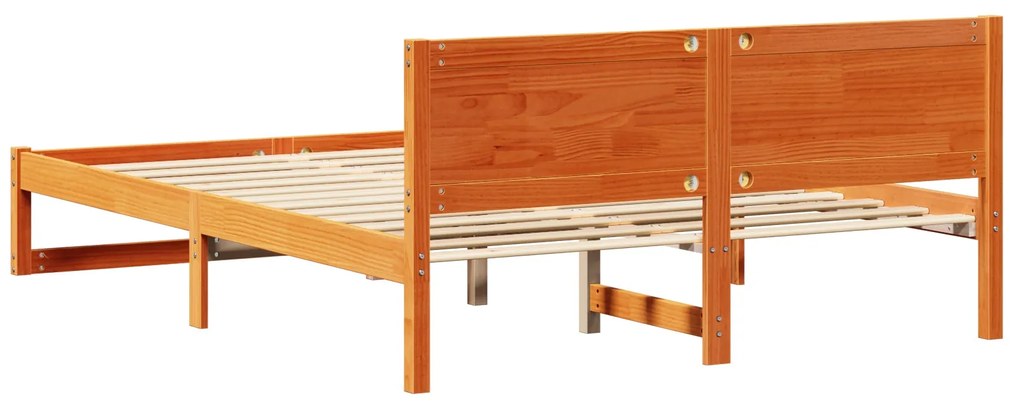 Estrutura de Cama Marrom Encerado Madeira 140 x 200 cm Simples