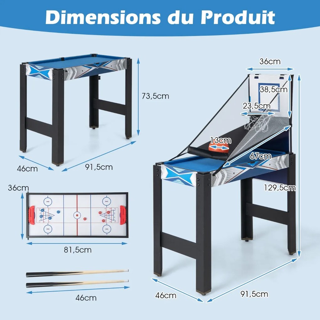 Conjunto de mesa de bilhar dobrável com pernas dobráveis ​​e niveladores de pés ajustáveis