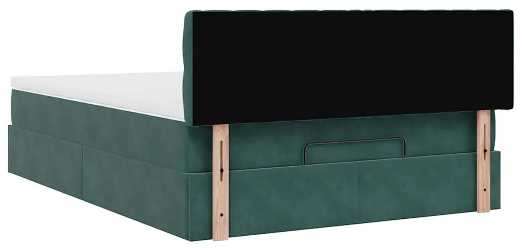 Estrutura de cama otomana com colchão 140x200 cm verde escuro