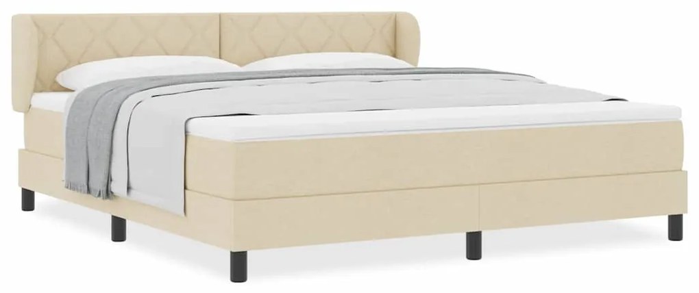 Cama Box Spring vidaXL com Colchão Creme 180x200 cm Tecido