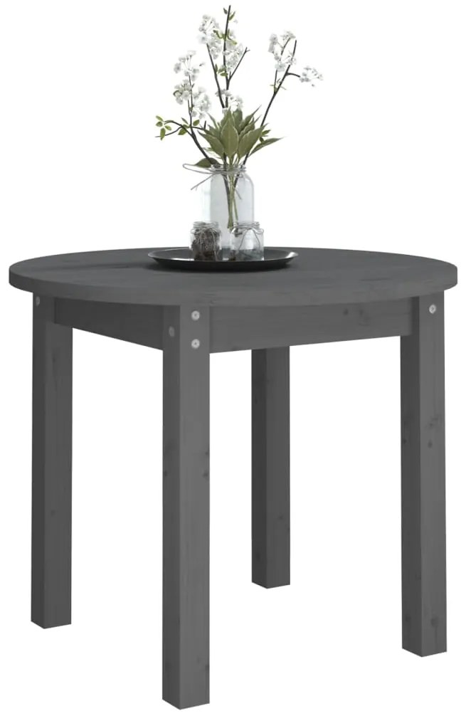 Mesa de centro Ø 55x45 cm madeira de pinho maciça cinzento