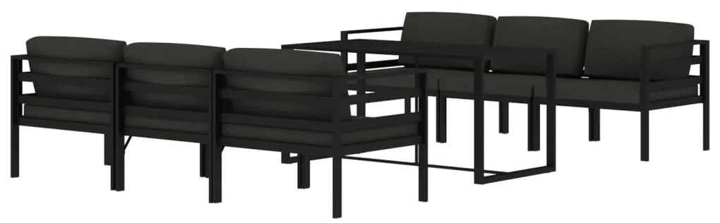 7 pcs conjunto lounge jardim com almofadões alumínio antracite