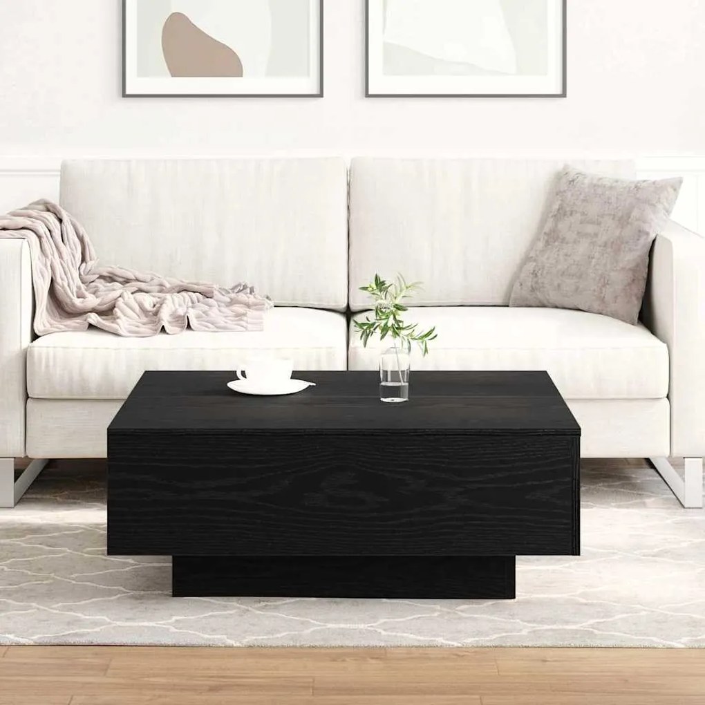 Mesa de Centro vidaXL Preta em Carvalho 80x80x31 cm em Madeira Revesti